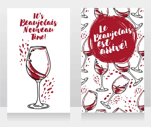 Twee posters voor Beaujolais Nouveau — Stockvector