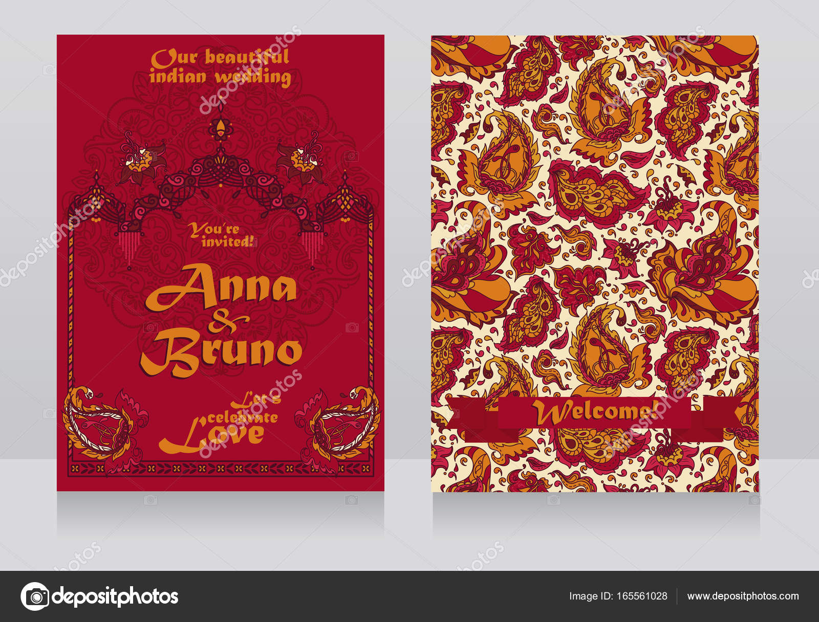 Two Posters For Beautiful Indian Wedding With Traditional Arch And