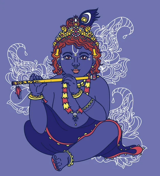 Flüt ile küçük Krishna