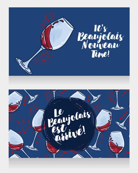 Due poster per Beaujolais Nouveau — Vettoriale Stock