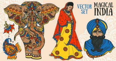 Hindistan gezisi için vector resimler kümesi