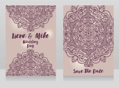 Güzel düğün kartları ile dantel süs
