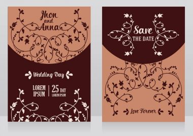 iki çiçek düğün kartları