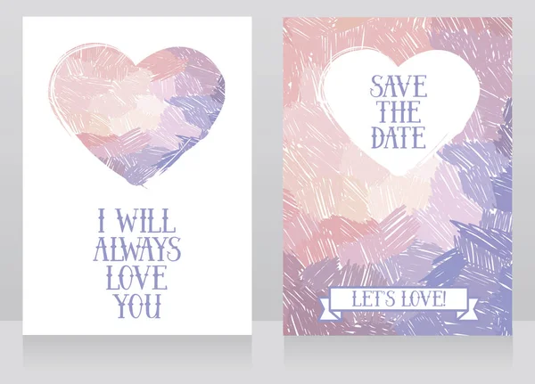 Cartes artistiques pour l'amour dans la palette tendre — Image vectorielle