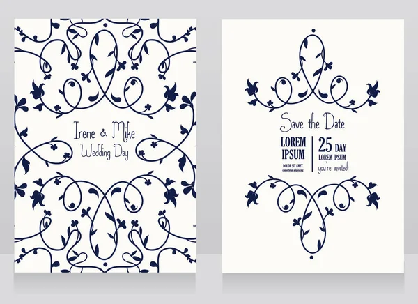 Deux cartes de mariage florales — Image vectorielle