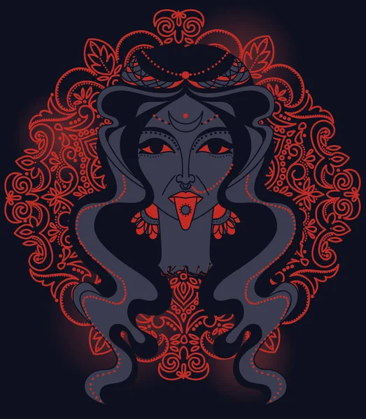 Hint Tanrıça Kali portresi — Stok Vektör