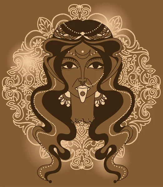 Portret van Indiase godin Kali — Stockvector