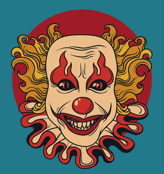 Evil clown for halloween — Stock Vector