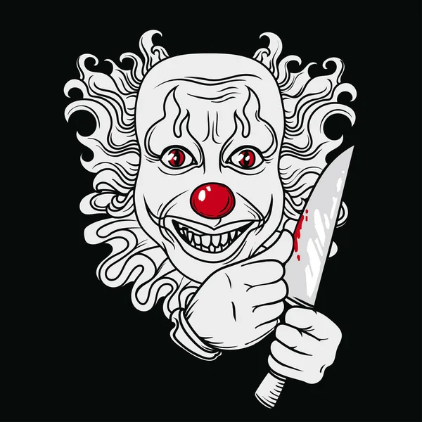 Méchant clown avec couteau — Image vectorielle