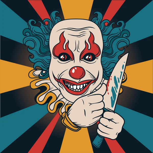 Злой клоун с ножом — стоковый вектор