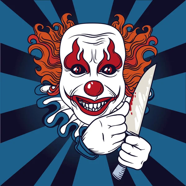 Méchant clown avec couteau — Image vectorielle