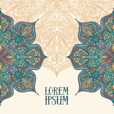 Poster çingene tarzı ile yuvarlak desen ve metin için yer