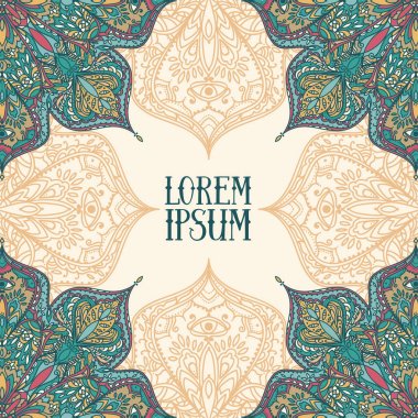 Poster çingene tarzı ile yuvarlak desen ve metin için yer