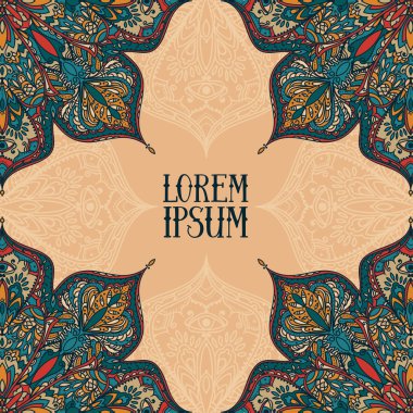 Poster çingene tarzı ile yuvarlak desen ve metin için yer