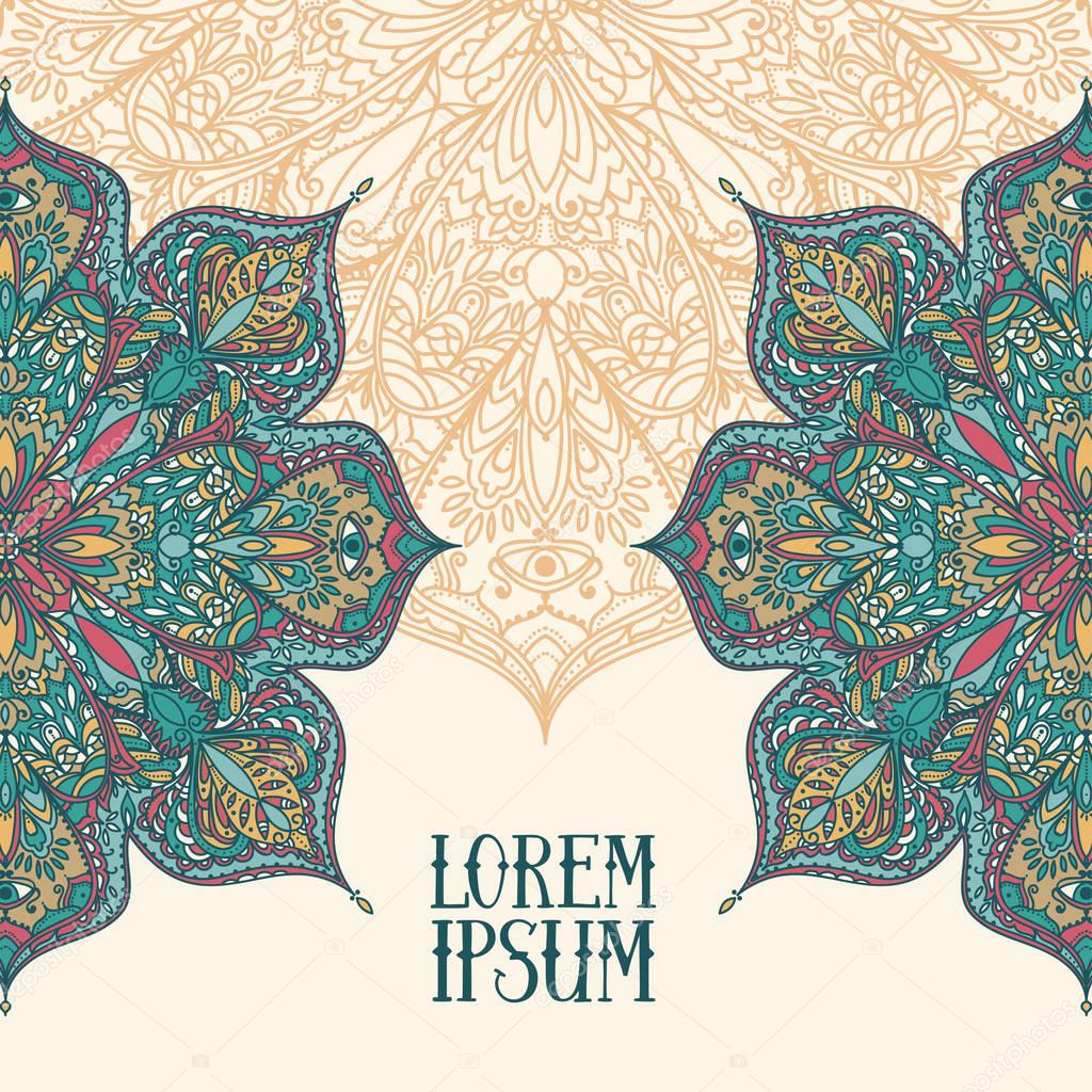 Poster with gypsy style round pattern and place for text