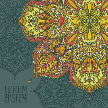 Poster çingene tarzı ile yuvarlak desen ve metin için yer