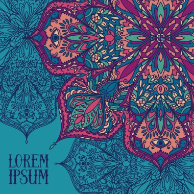 Poster çingene tarzı ile yuvarlak desen ve metin için yer