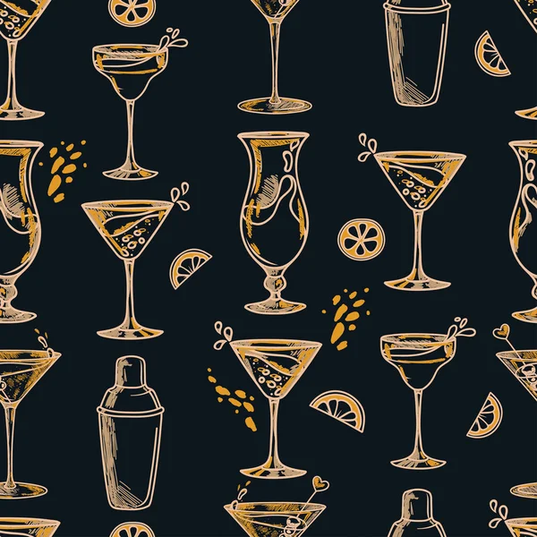 Seamless pattern with cocktails — Stock Vector