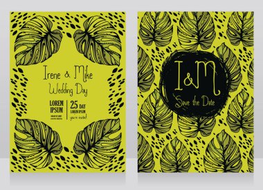 Monstera iki düğün kartlarla bırakır