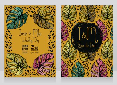 Monstera iki düğün kartlarla bırakır