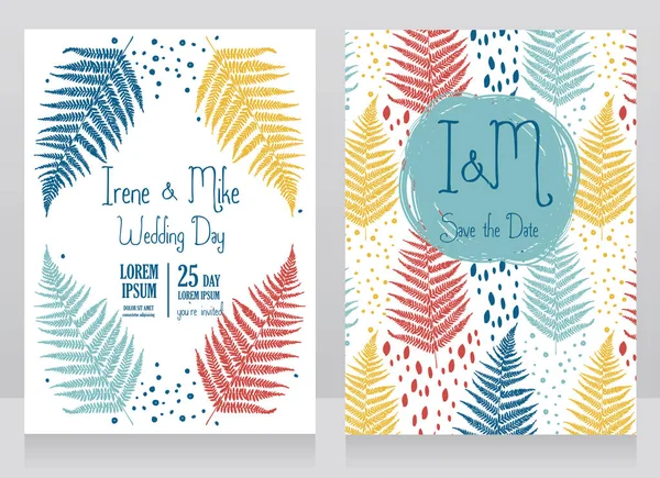 iki kart çerçeve ile dekore edilmiş eğreltiotu yaprakları kurdu