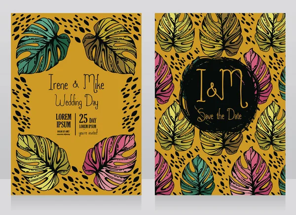 Monstera iki düğün kartlarla bırakır