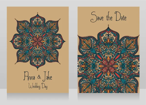 Güzel dantel süsleme ile iki düğün kartları