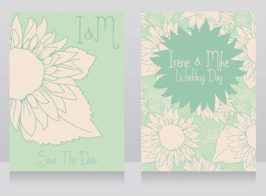 güzel ayçiçeği ile düğün davetiyeleri