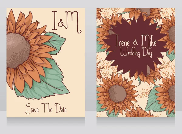 güzel ayçiçeği ile düğün davetiyeleri