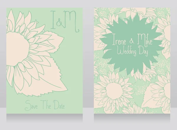 Wedding invitations with beautiful sunflowers — Stock Vector