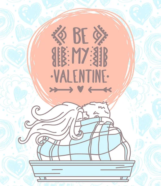 カップルと雪をキスのバレンタインの日のポスター — ストックベクタ