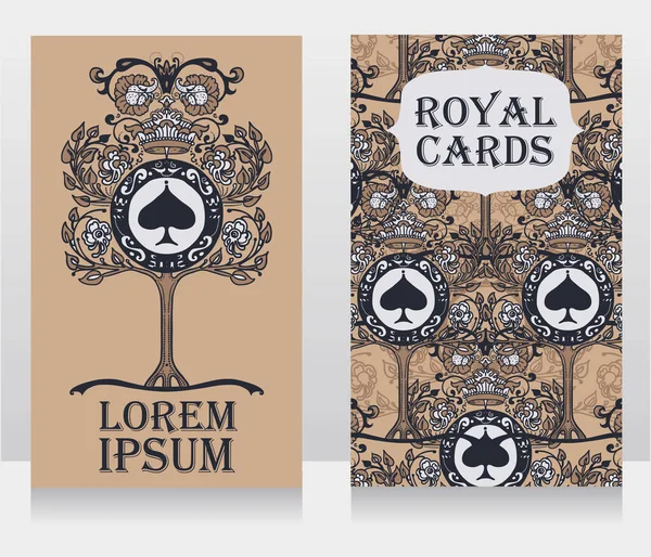 Κάρτες Βασιλικό Στολίδι Μπορούν Χρησιμοποιηθούν Πρόσκληση Για Πόκερ Club Banners — Διανυσματικό Αρχείο