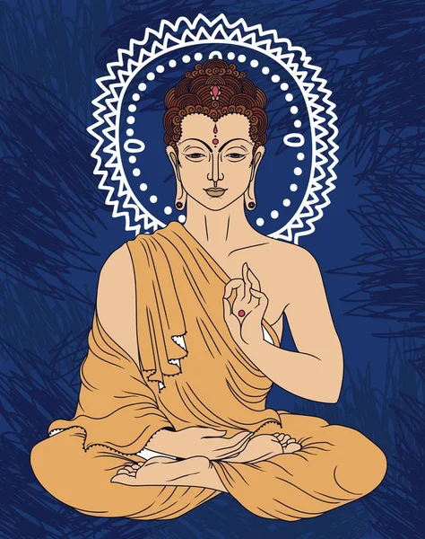 Buda Sentado Tradicional Meditación Ilustración Vectorial — Vector de stock