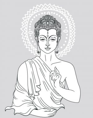 Meditasyon, geleneksel Buda buda doğum günü, vektör çizim tebrik kartı kullanılabilir 