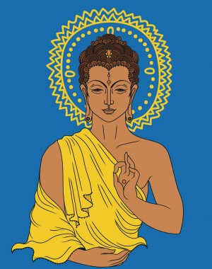 Meditasyon, geleneksel Buda buda doğum günü, vektör çizim tebrik kartı kullanılabilir 