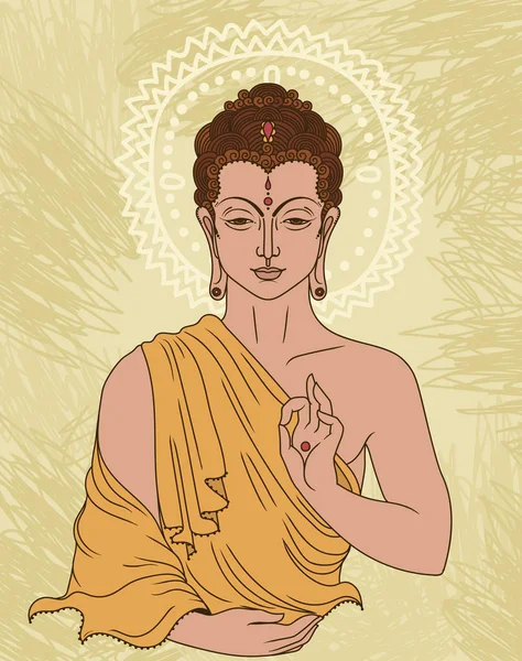 Bouddha Traditionnel Méditation Peut Être Utilisé Comme Carte Vœux Pour — Image vectorielle