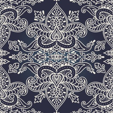 Stilize lotus çiçekleri şark veya Ortaçağ tarzı, vektör çizim ile Kraliyet sorunsuz süsleme