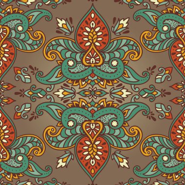 Stilize lotus çiçekleri şark veya Ortaçağ tarzı, vektör çizim ile Kraliyet sorunsuz süsleme