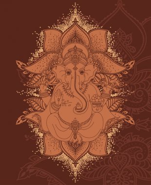 Lord Ganesha ve Kraliyet süsleme, kutlama Ganesh Chaturthi, vektör çizim için kart olarak kullanılabilir