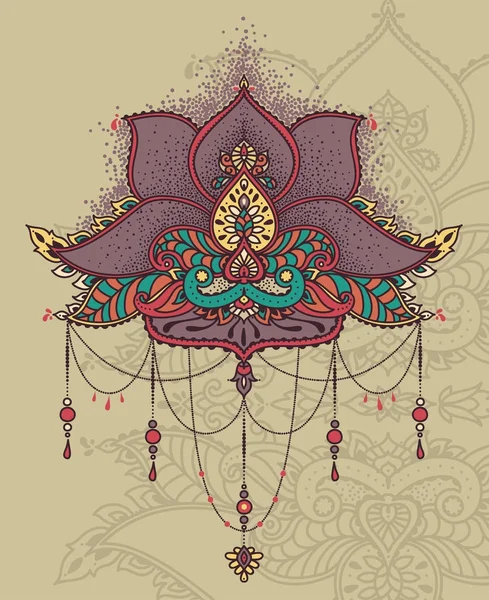 Royal Magiska Prydnad Stiliserade Lotusblomma Indisk Stil Kan Användas För — Stock vektor