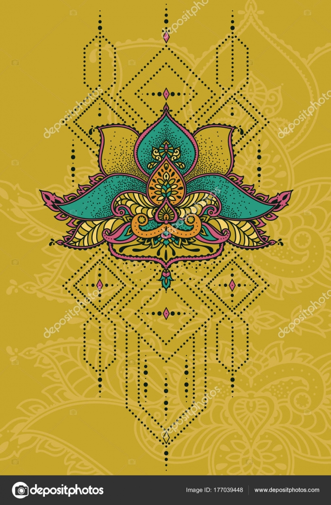 Magnifique Ornement Abstrait Fleur Lotus Stylisée