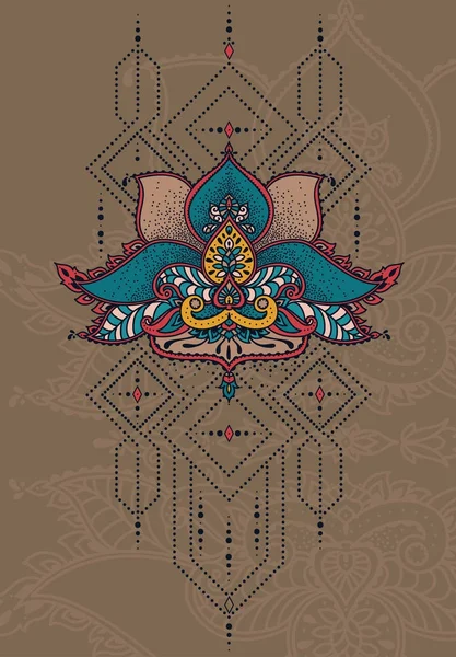 Красивий Абстрактний Орнамент Стилізована Квітка Лотоса Геометричні Декоративні Елементи Індійському Ліцензійні Стокові Вектори