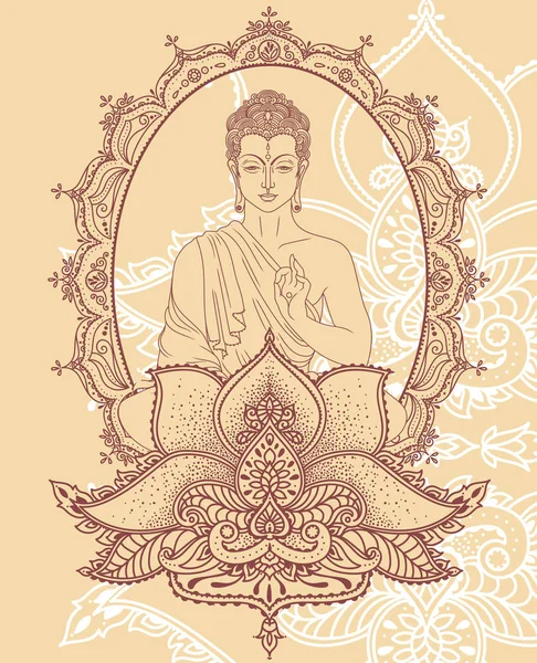 Bouddha Méditation Sur Belle Décoration Magique Peut Être Utilisé Comme — Image vectorielle