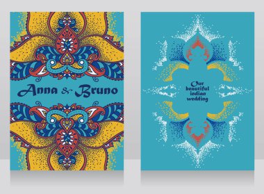 geleneksel süsleme, vektör çizim ile güzel Hint düğünü için iki afiş