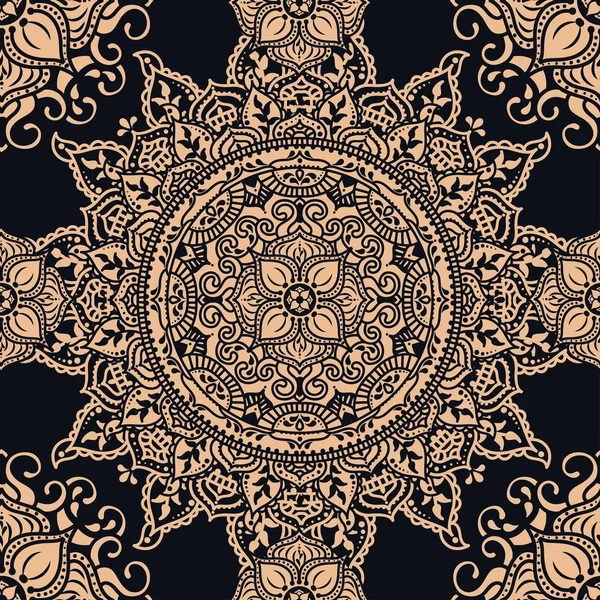 Modèle Sans Couture Avec Beau Motif Rond Mandala Magique Style — Image vectorielle