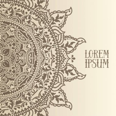 Güzel desen folklorik tarzı, kartı Hint büyülü mandala, vektör çizim ile yuvarlak