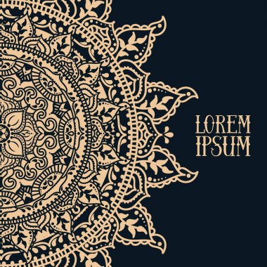 Güzel desen folklorik tarzı, kartı Hint büyülü mandala, vektör çizim ile yuvarlak