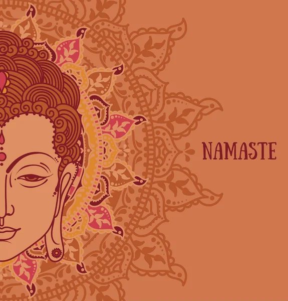 仏頭と美しいマンダラ ポスターは釈迦誕生日 ベクトル イラストのグリーティング カードとして使えます — ストックベクタ