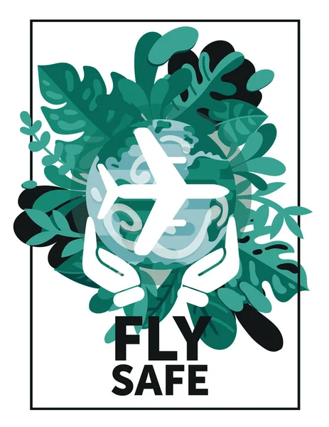 Banner Para Segurança Aérea Nosso Planeta Moldura Floral Pode Ser — Vetor de Stock