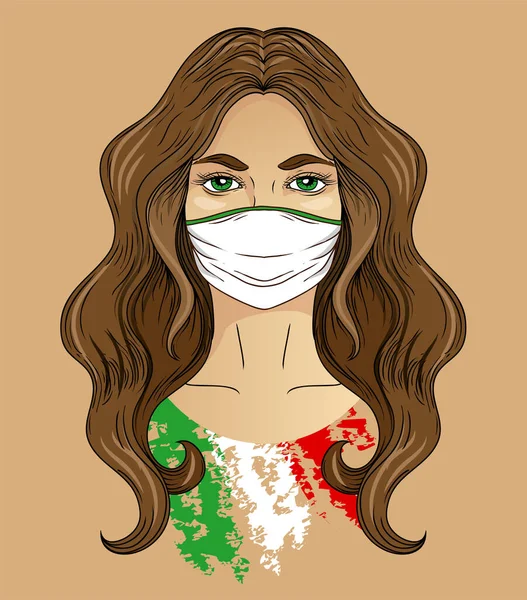 Cartaz Fique Casa Com Jovem Com Máscara Medicina Bandeira Italiana Ilustrações De Stock Royalty-Free